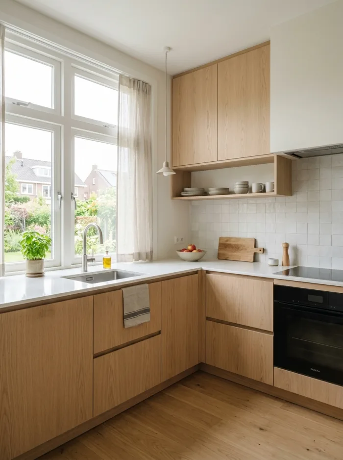 Kitchen design with an island and a matt finish